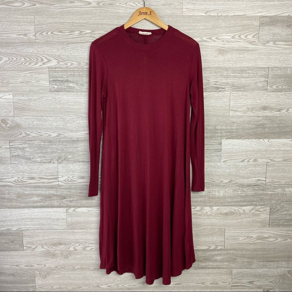 Reborn J maroon Long Sleeve Maxi Dress